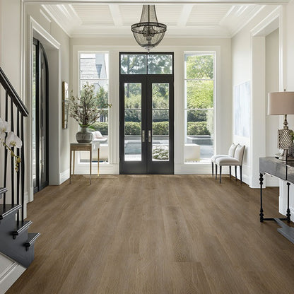 XL Studio Doack SPC rigid core vinyl flooring shown in a furnished room