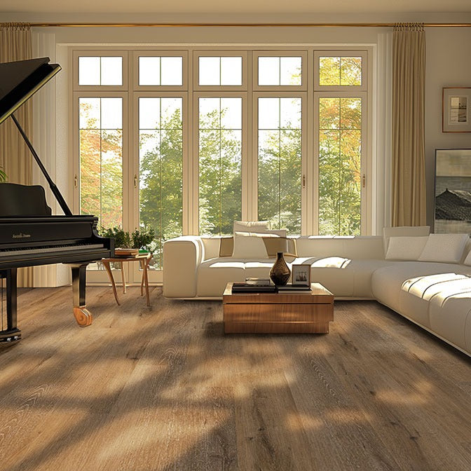 XL Studio Malden SPC rigid core vinyl flooring shown in a furnished room