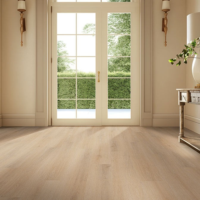 XL Studio Quillian SPC rigid core vinyl flooring installed in a entryway