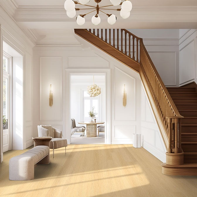 XL Studio Roswell SPC rigid core vinyl flooring shown in a furnished room