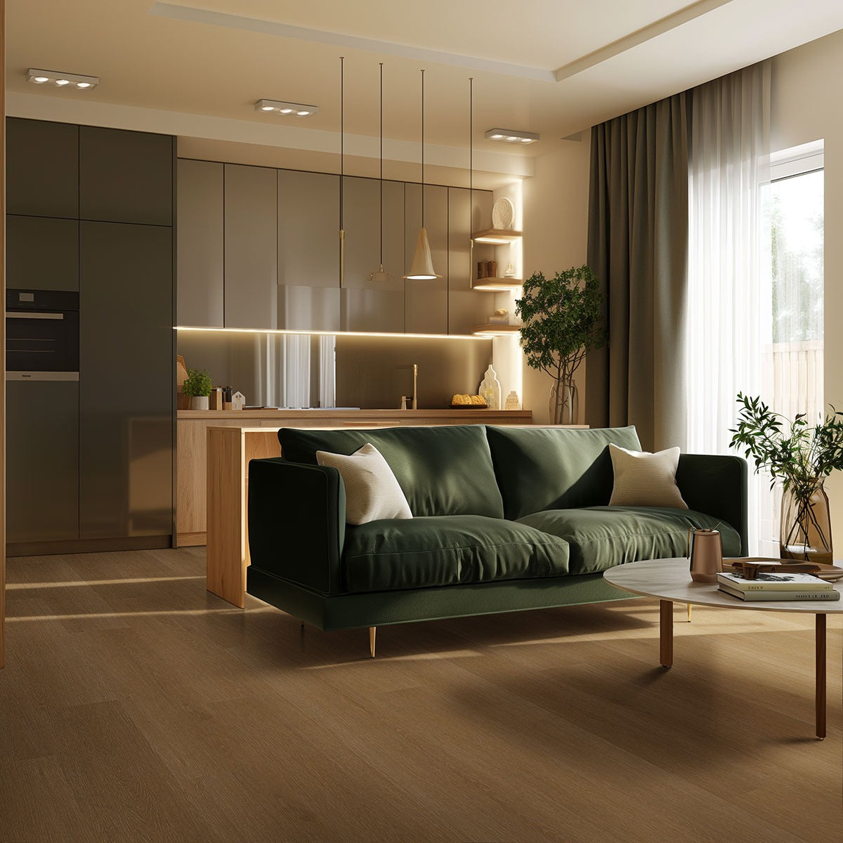 XL Studio Taos SPC rigid core vinyl flooring installed in a living room