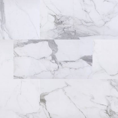 XL Trecento Calacatta Legend SPC rigid core vinyl tile flooring, top down tile view