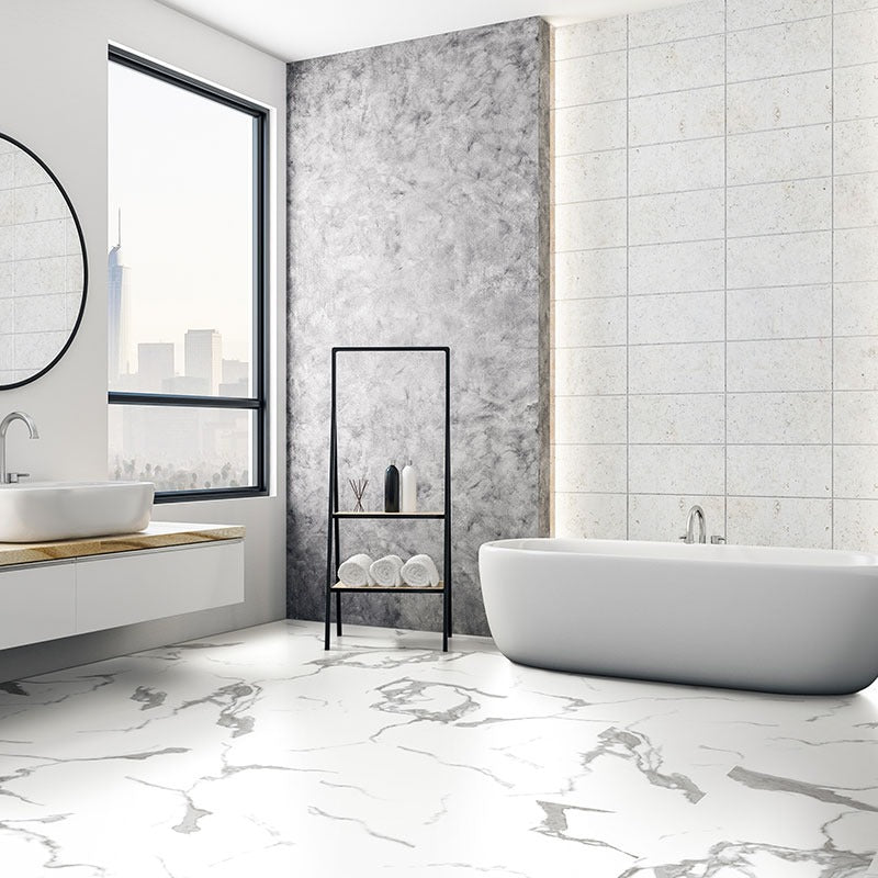 XL Trecento Calacatta Marbello SPC rigid core vinyl flooring shown in a furnished room