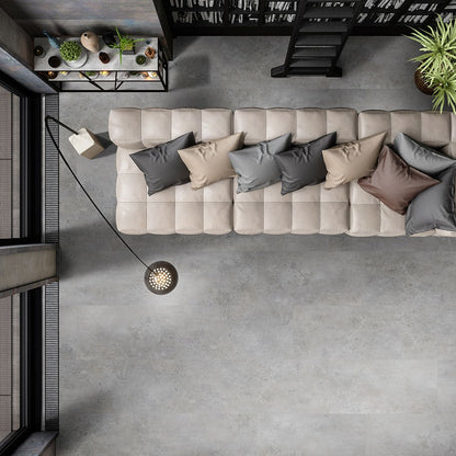XL Trecento Mountains Gray SPC rigid core vinyl flooring shown in a furnished room
