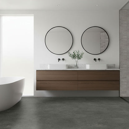 XL Trecento Stormbound SPC rigid core vinyl flooring installed in a bathroom
