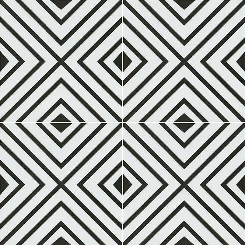 Zaria Modena encaustic look porcelain tile, matte finish, 8 by 8 inch view