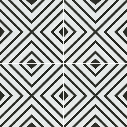 Zaria Modena encaustic look porcelain tile, matte finish, 8 by 8 inch view
