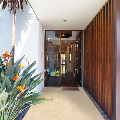 Zement Nacar Arterra Porcelain Pavers shown installed in a finished outdoor or living space