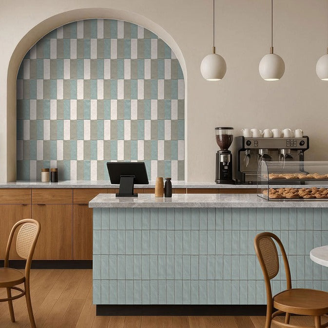 Zest Aloe ceramic tile shown in a finished room, scene 2