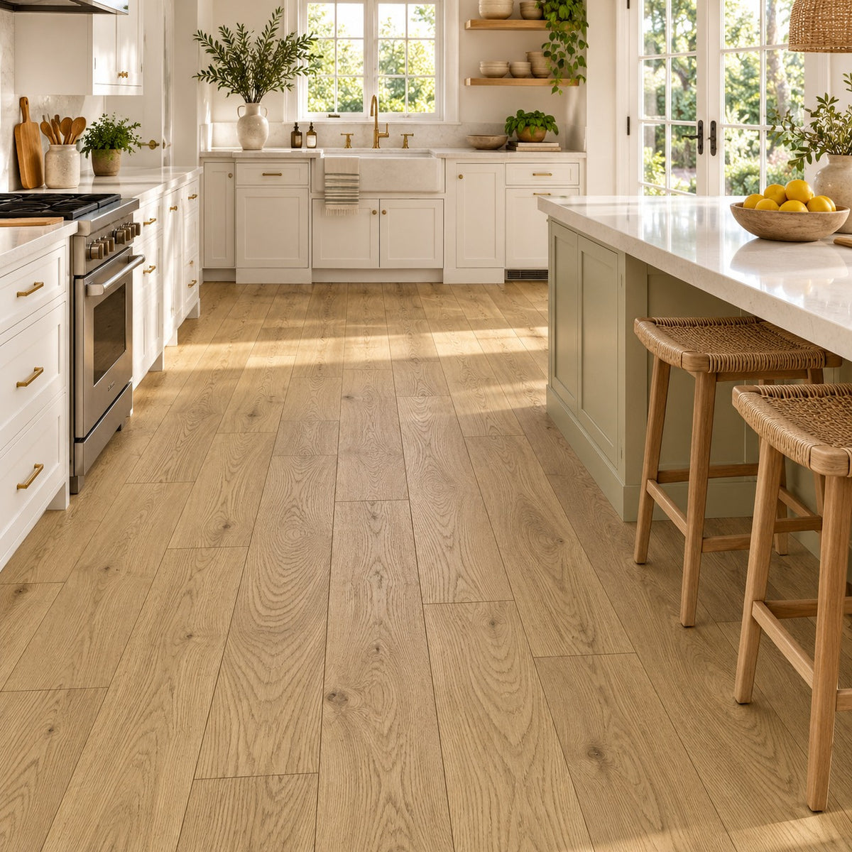 Nature Impression Morning Desert Engineered Wood Flooring installed in a kitchen