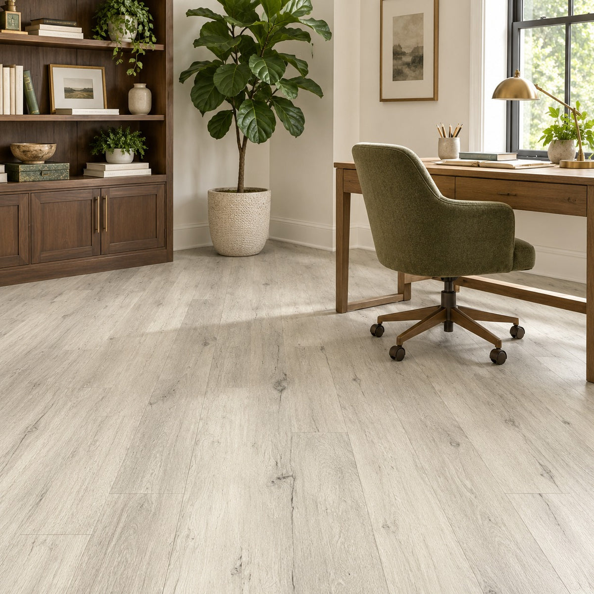 Rainbow Wheat Waterproof SPC Flooring installed in a home office