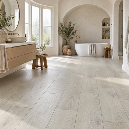 Yosemite Liberty Cap Water Resistant Laminate Flooring installed in a bathroom