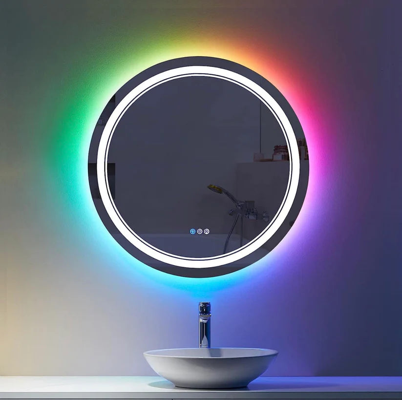Iris Kuklos LED Mirror, round frameless mirror, wall mounted with anti-fog
