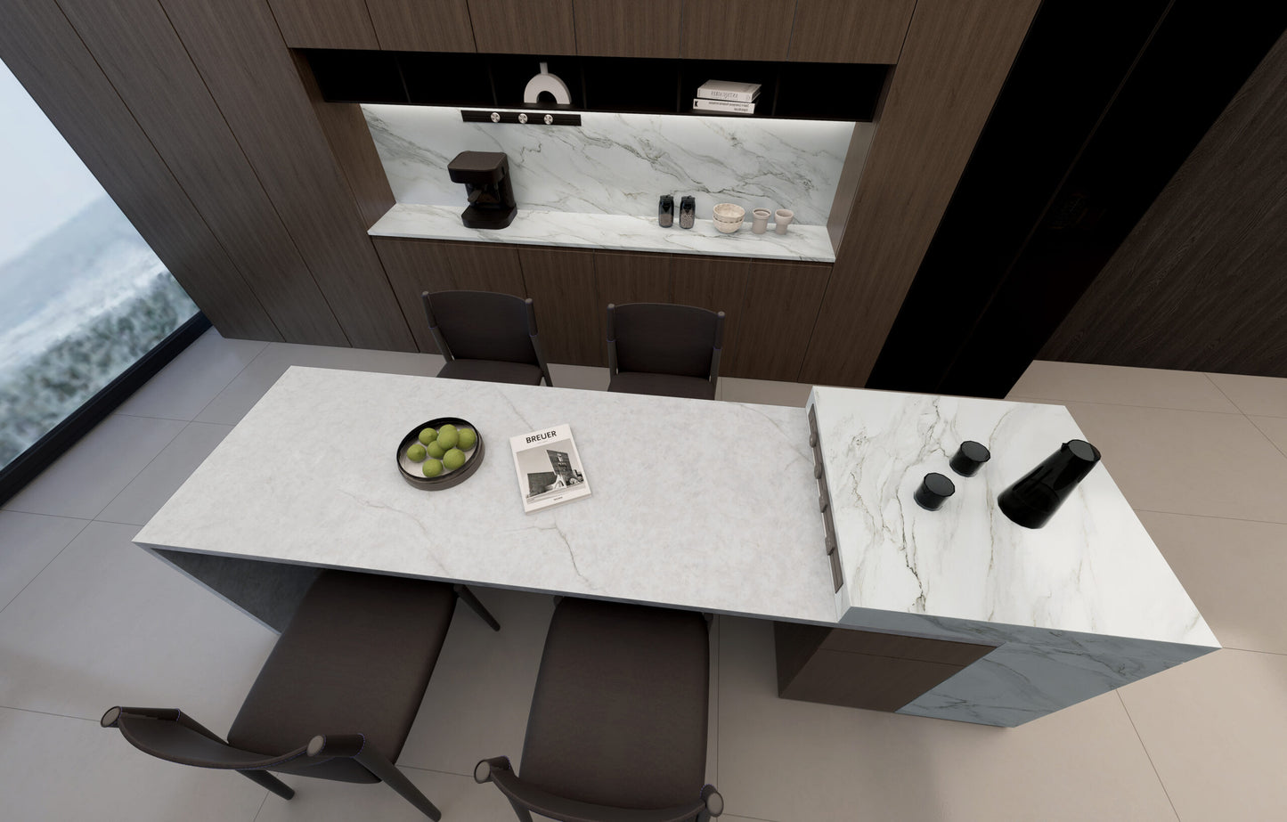 PF-Lumina Calacatta Sienna Printed Surface Quartz Slab