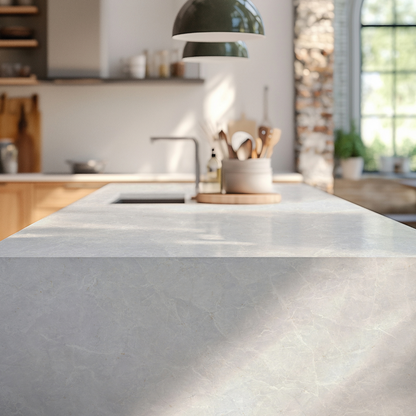 PF-Mimetech Nebula White Printed Surface Quartz Slab