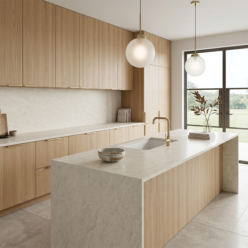 PF-Mimetech Terra Beige Printed Surface Quartz Slab