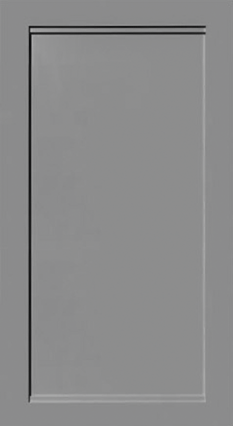 Irena Grey Dual Frameless Shaker kitchen cabinet door sample in solid birch, European frameless full overlay, PK Collection