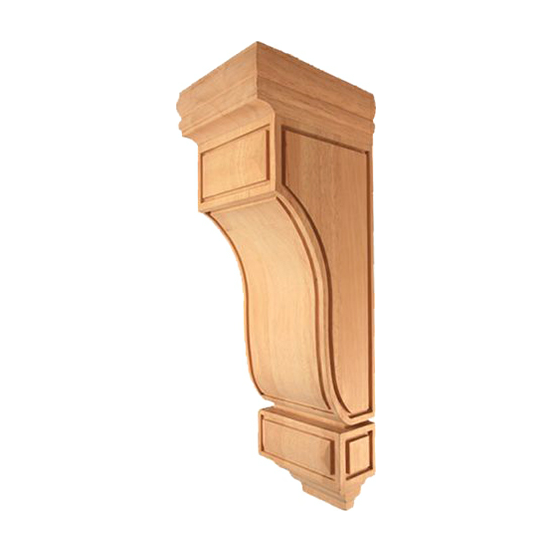 Block Base Mission Wood Corbel in unfinished solid wood, 5-1/4 inch x 7 inch x 14 inch