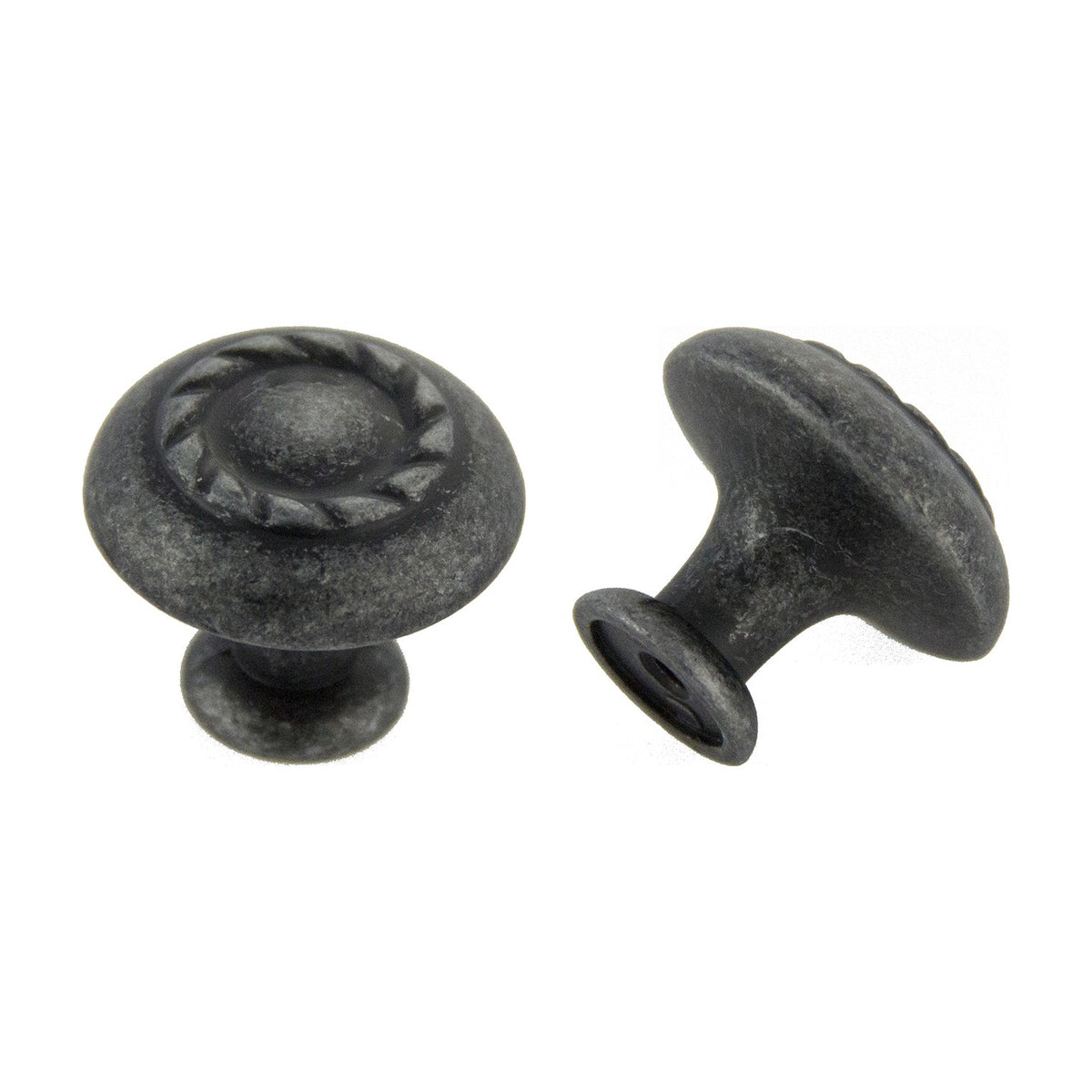 Corda rope knob handle in Antique Silver