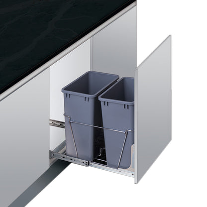 Kendrick Wire Bottom-Mount Trashcan Pullout Double 35 qt Polished Chrome
