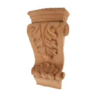 Low Profile Acanthus Leaf Wood Corbel in unfinished solid wood, 2-3/4 inch x 1-3/8 inch x 6 inch