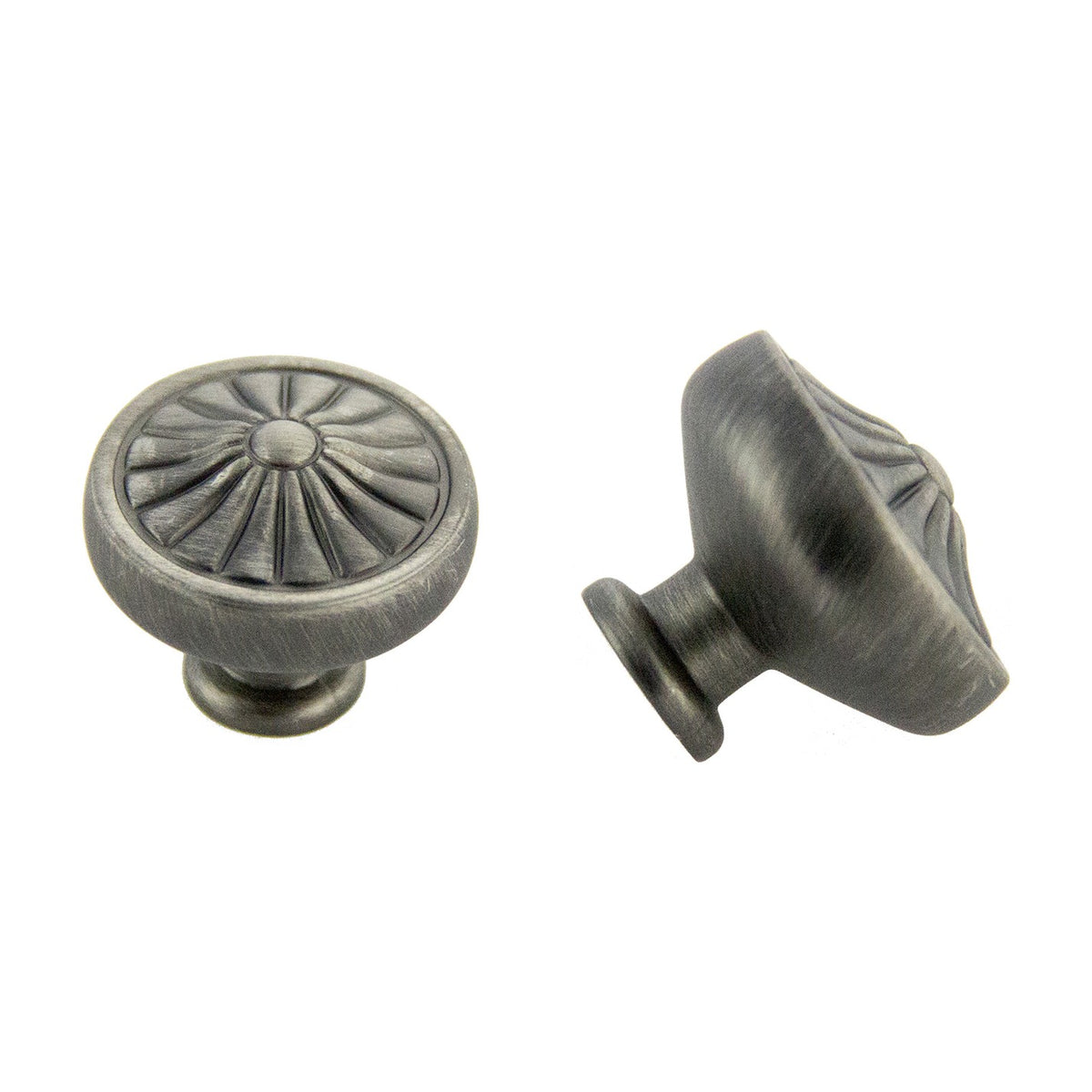 Medallion knob handle in Satin Pewter