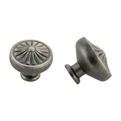 Medallion knob handle in Satin Pewter