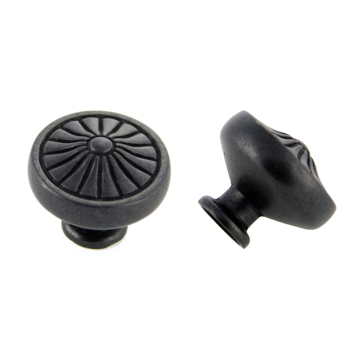 Medallion knob handle in Weathered Black