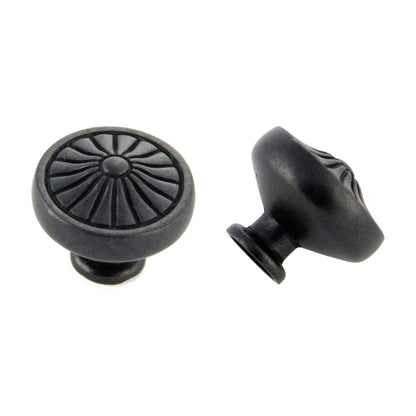 Medallion knob handle in Weathered Black