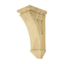 Modern Taper Wood Corbel in unfinished solid wood, 4 inch x 5 inch x 10 inch