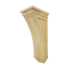 Modern Taper Wood Corbel in unfinished solid wood, 5 inch x 6.5 inch x 14 inch