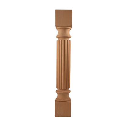 Reeded Wood Island Post in unfinished solid wood, 3-1/2 inch x 3-1/2 inch x 42 inch Full Post