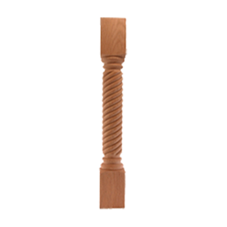 Rope Twist Wood Island Post in unfinished solid wood, 5 inch x 5 inch x 36 inch Full Post