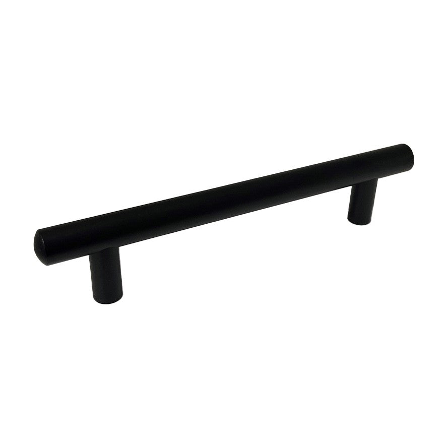 T-Bar cabinet pull in Matte Black, 5 inch center to center, 7 inch overall, 1/2 inch diameter