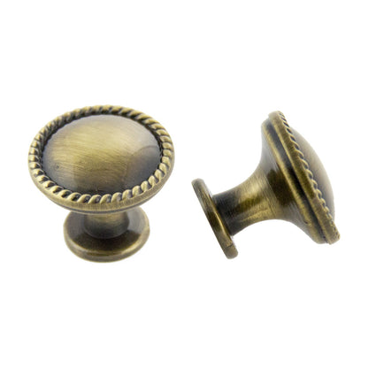 Tressa beaded knob handle in Antique Satin Brass