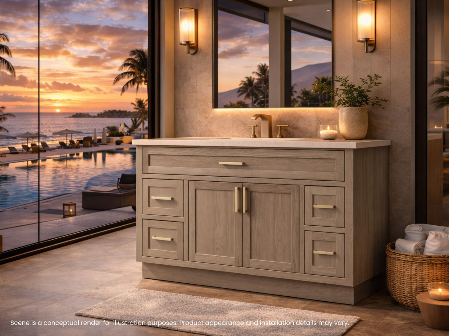 PW-Inset Shaker Light Oak (Bathroom Vanity Only)