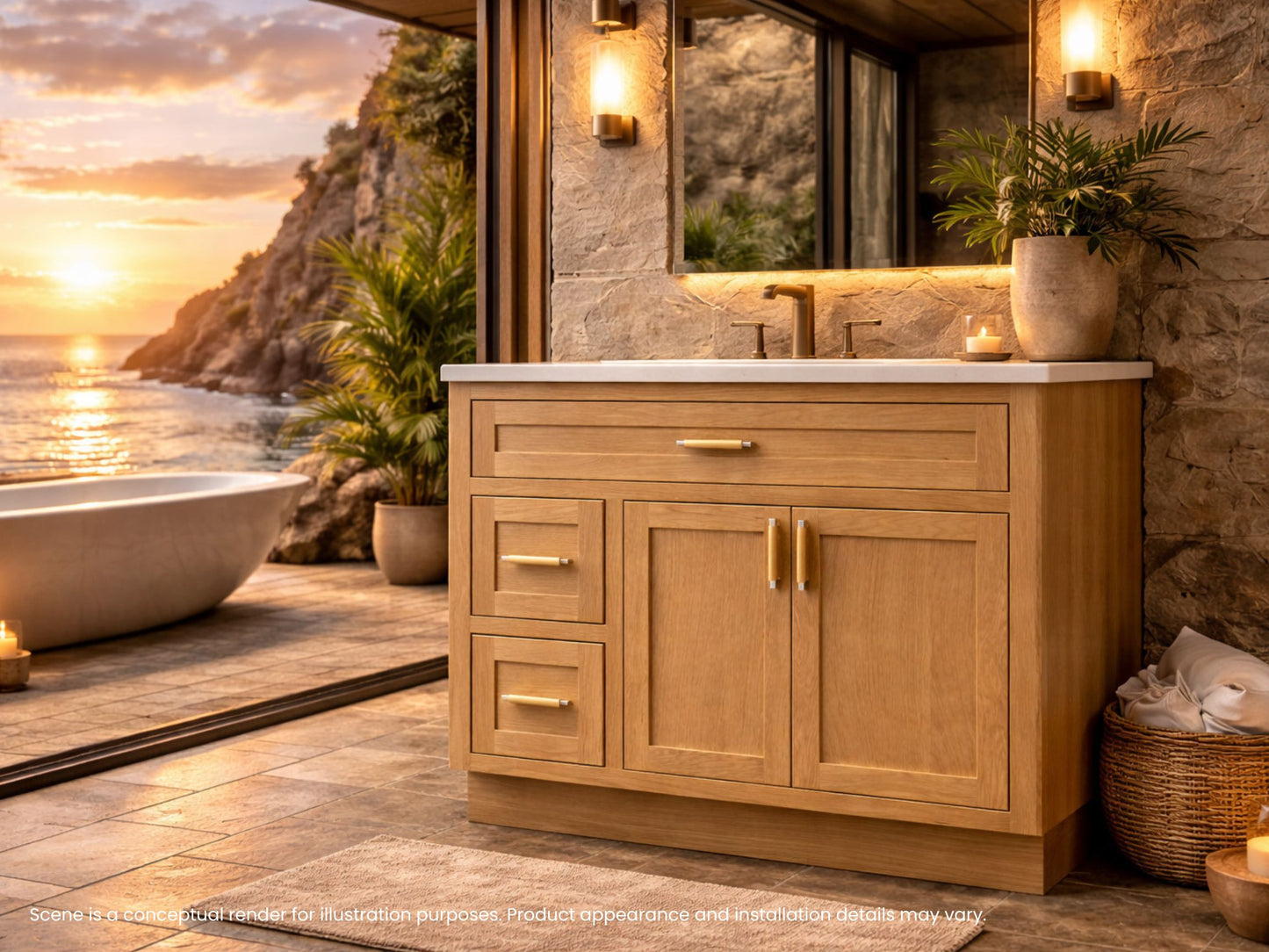 PW-Inset Shaker Oak (Bathroom Vanity Only)