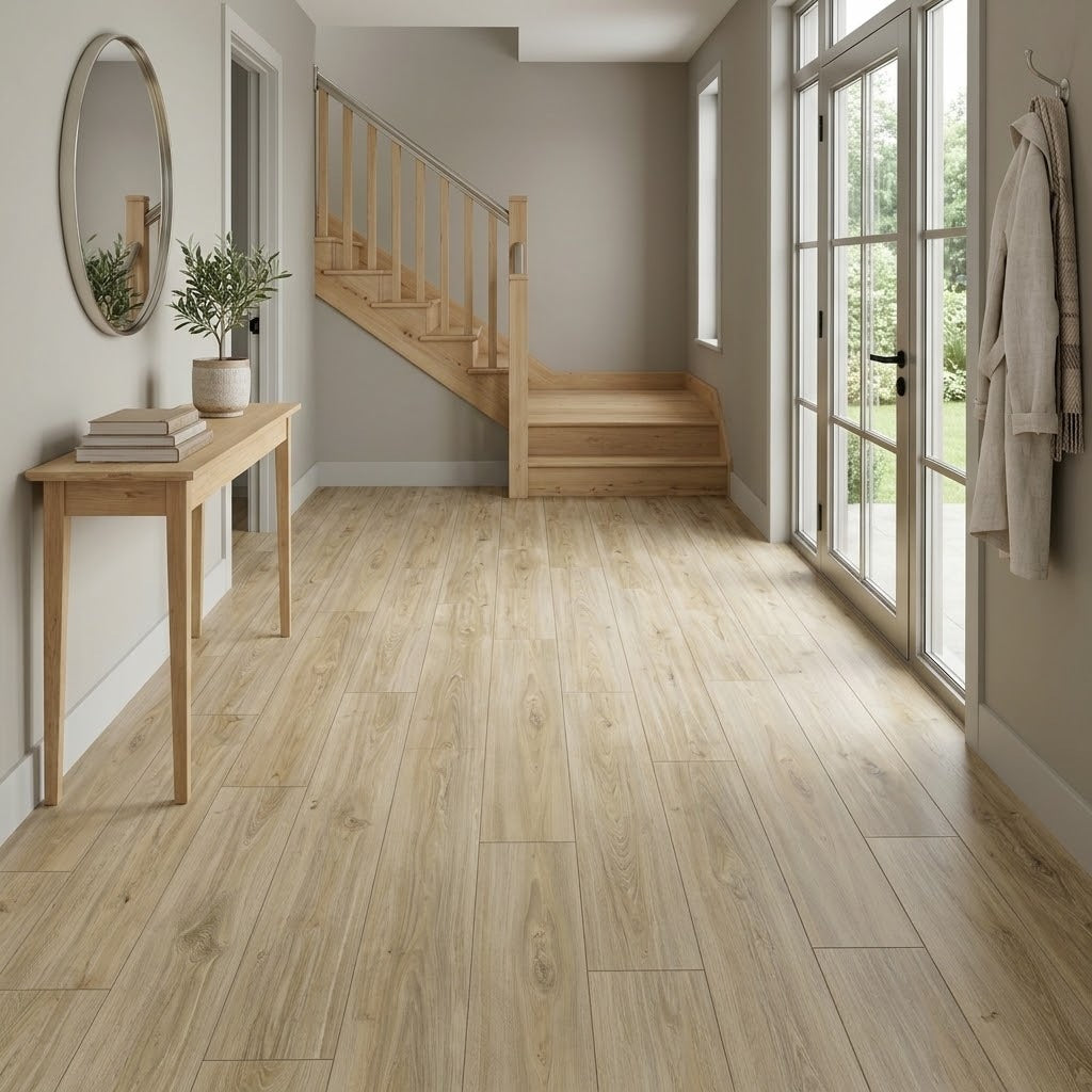Creek Snow Drift Waterproof Designer Pro SPC Flooring installed in an entryway