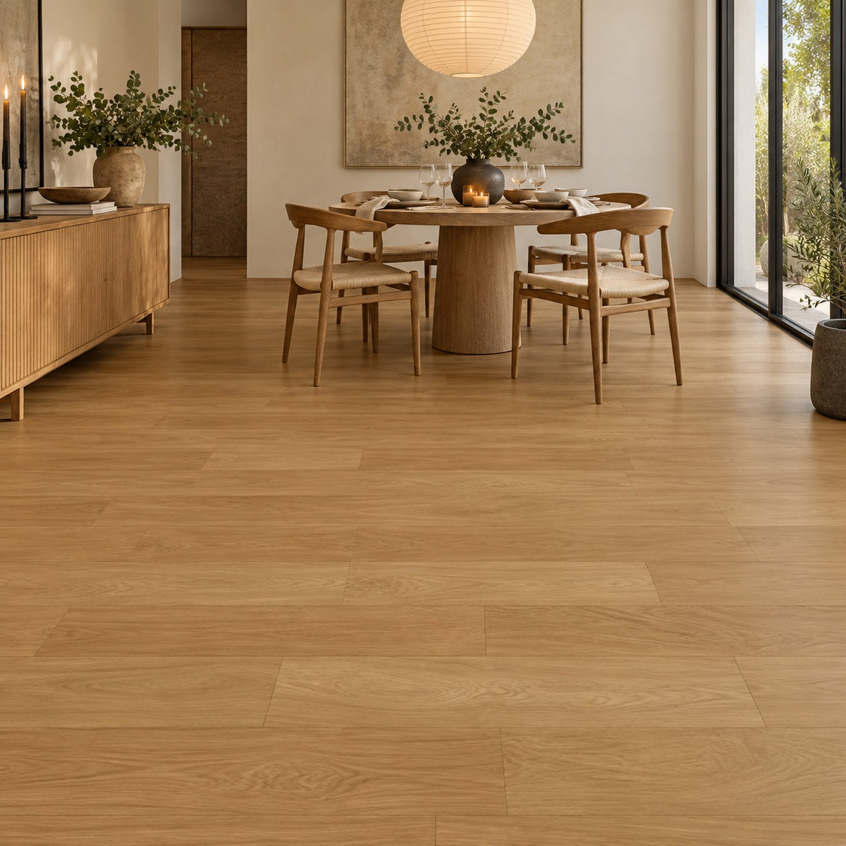 South Rose Sequoia Pale Waterproof Pure SPC™ Max Flooring installed in a dining room