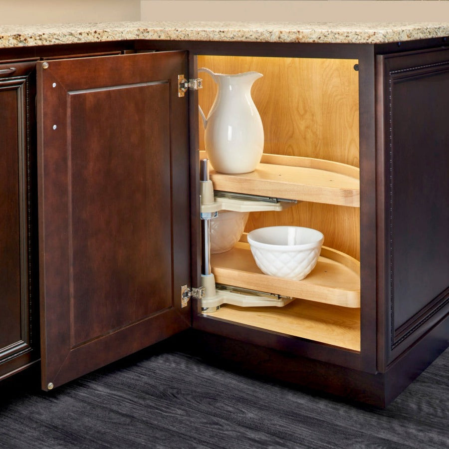 Rev-A-Shelf 32" Half-Moon 2-Shelf Wood Blind Corner Lazy Susan, natural maple