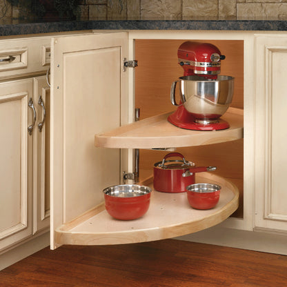 Rev-A-Shelf 35" Half-Moon 2-Shelf Wood Blind Corner Lazy Susan, natural maple