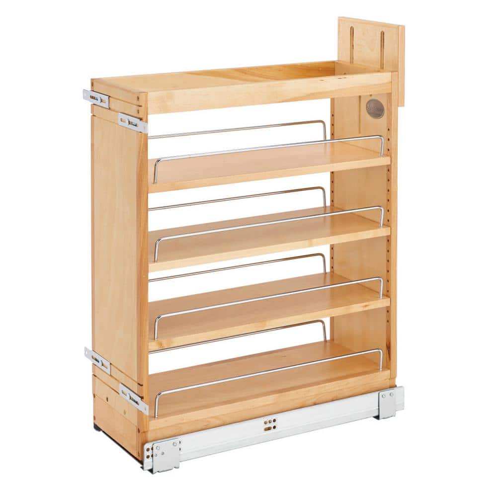 Rev-A-Shelf 8" Wood Base Cabinet Pullout Organizer with Soft-Close