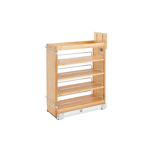 Rev-A-Shelf 8" Wood Base Cabinet Pullout Organizer with Soft-Close, natural maple