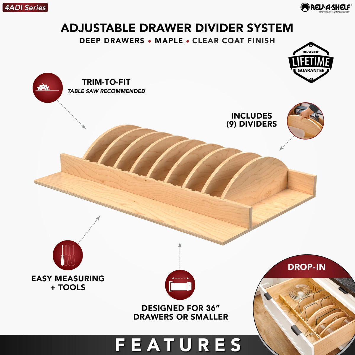 Rev-A-Shelf Adjustable Deep Drawer Divider System