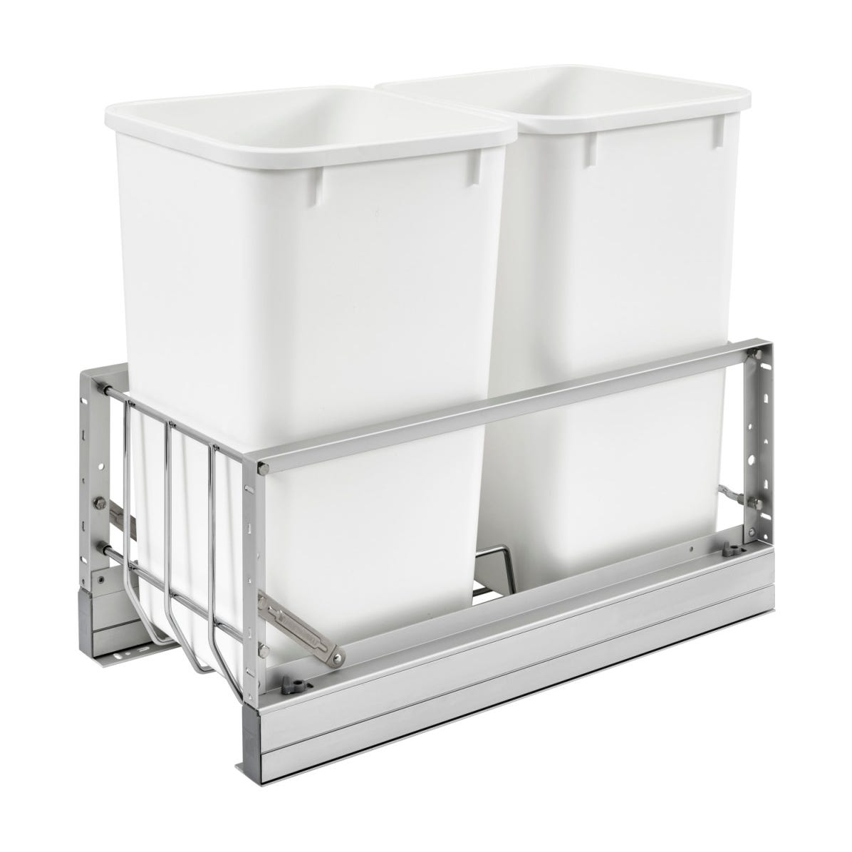 Rev-A-Shelf Aluminum Pullout Waste Container with Soft-Close, White, 15"