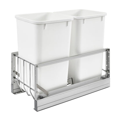 Rev-A-Shelf Aluminum Pullout Waste Container with Soft-Close, White, 15"