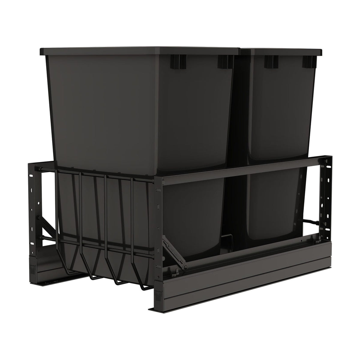 Rev-A-Shelf Aluminum Pullout Waste Container with Soft-Close, Black, 18"
