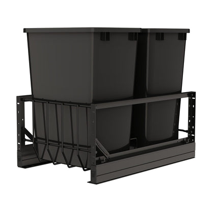Rev-A-Shelf Aluminum Pullout Waste Container with Soft-Close, Black, 18"