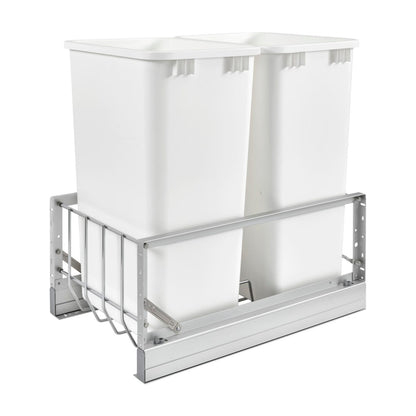Rev-A-Shelf Aluminum Pullout Waste Container with Soft-Close, White, 21"