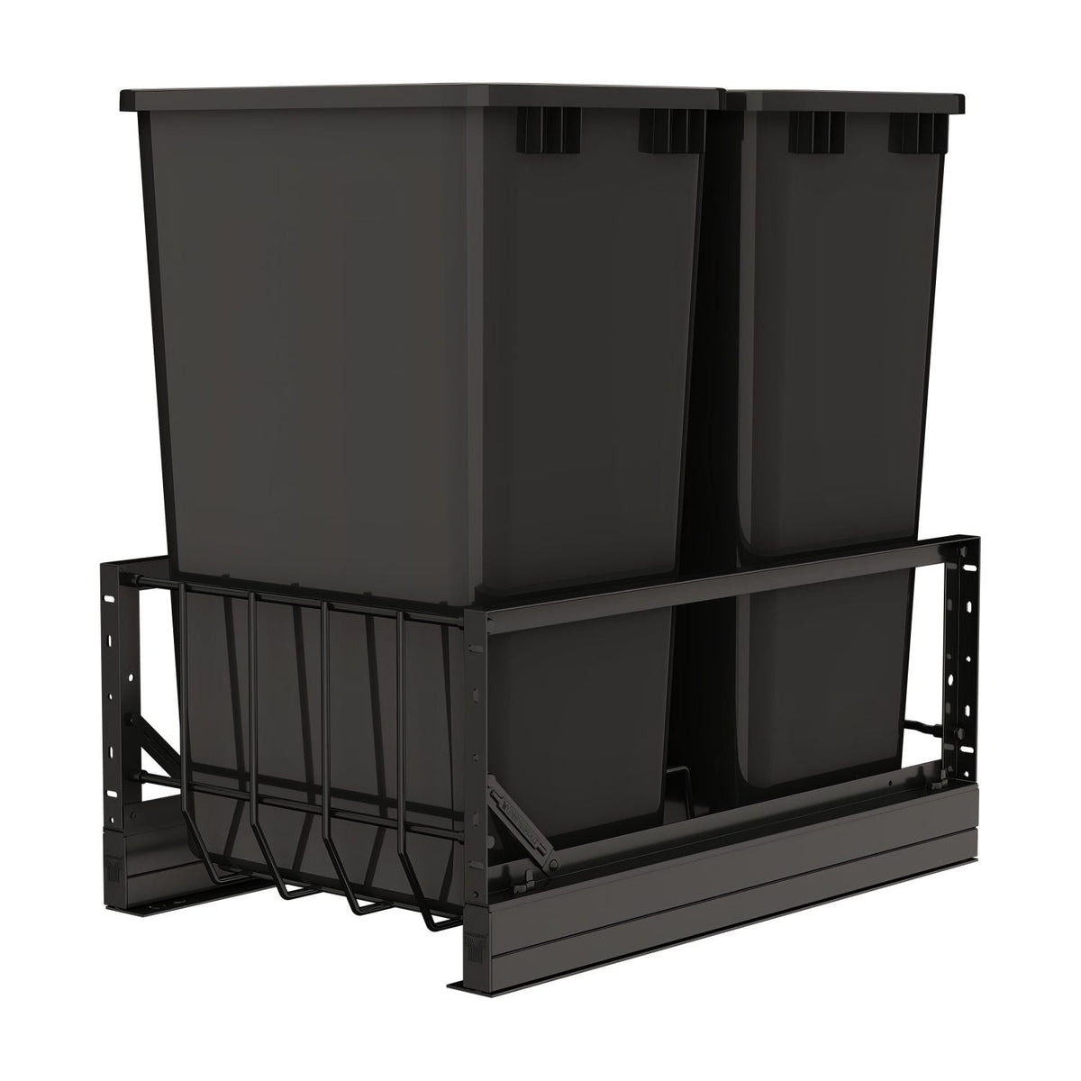Rev-A-Shelf Aluminum Pullout Waste Container with Soft-Close, Black, 21"